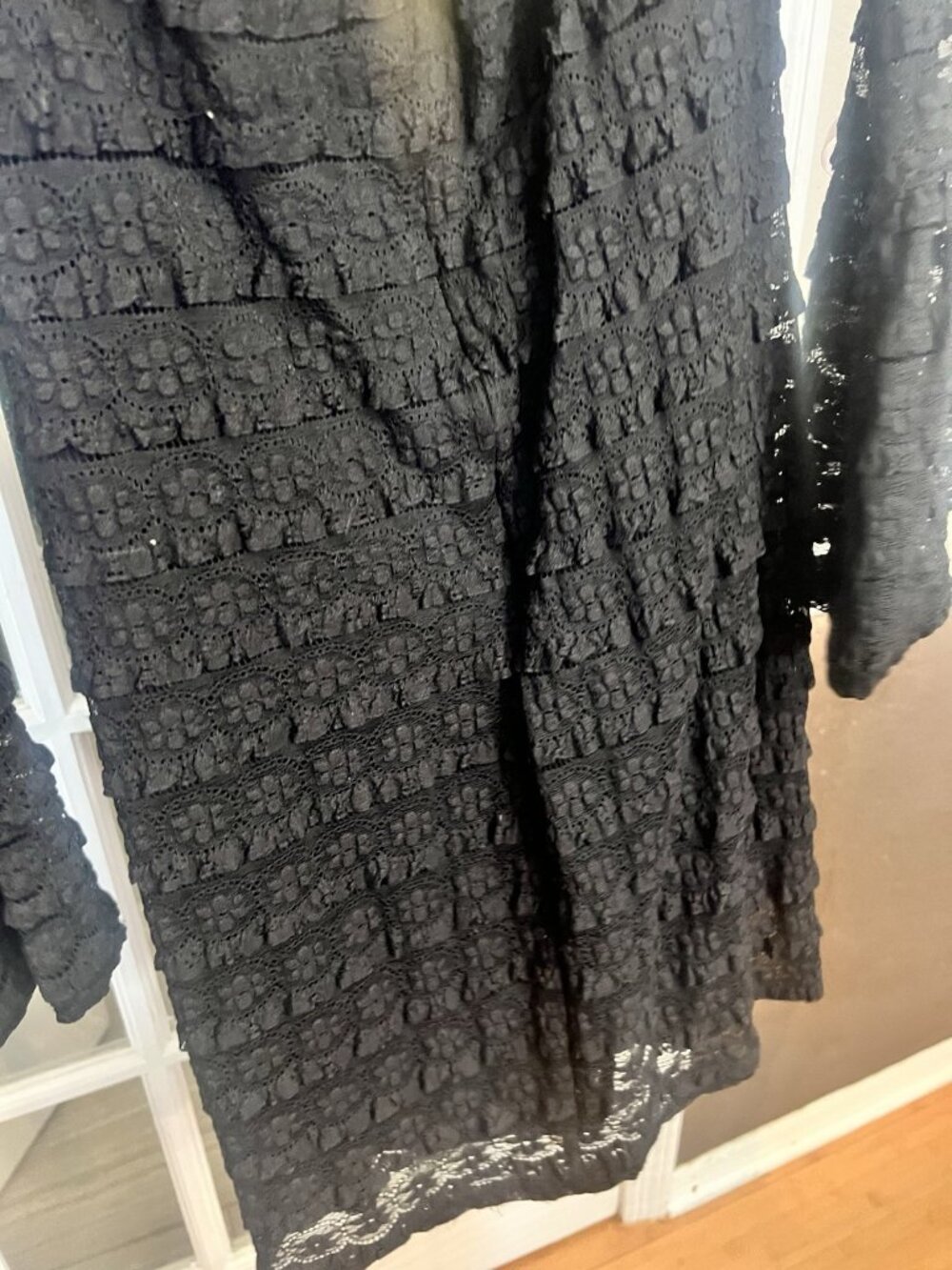 Dress wimsigoth Black Gwen Sz M Bell Sleeve Lace Pink Dark Bow Peep Q - Picture 10 of 12